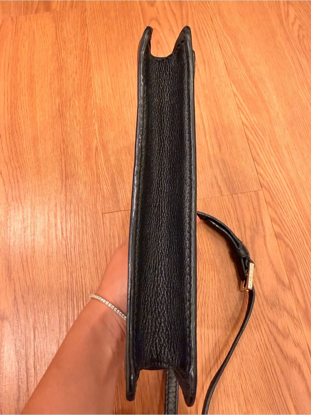 Tory Burch Black Leather Crossbody Bag with Quilted Logo Detail